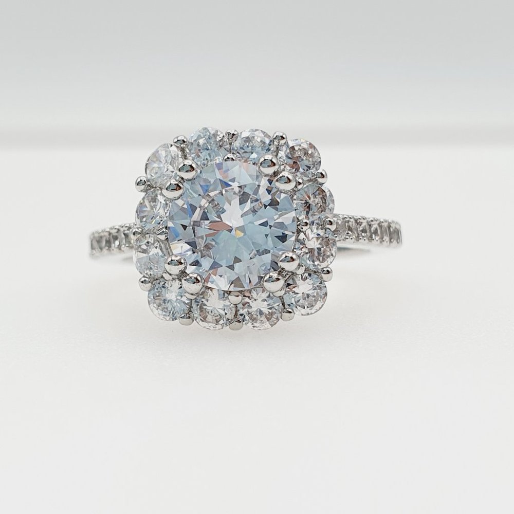 "925 Silver Plated Round Radiant White CZ Noble Spirit Ring, - Picture 5 of 5